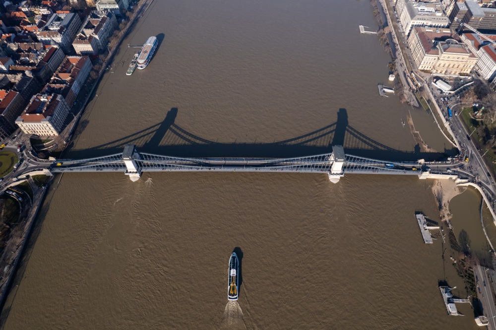 The river Danube floods parts of Budapest following the recent rains and snow