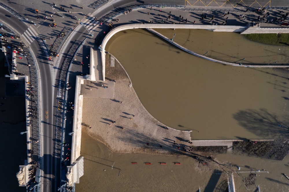 The river Danube floods parts of Budapest following the recent rains and snow