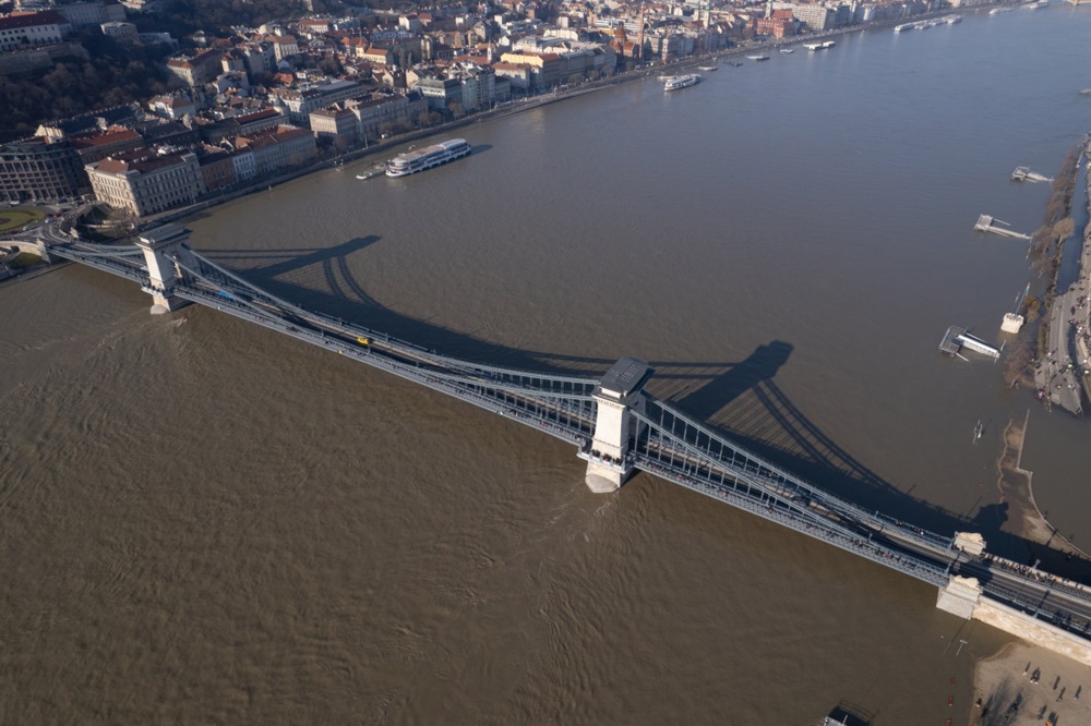 The river Danube floods parts of Budapest following the recent rains and snow